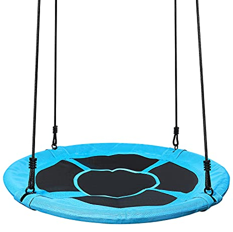 Yorbay Nestschaukel Tellerschaukel Kinder Rundschaukel Outdoor Ø 100 cm, Blau, kein verbleichen, bis 300 kg belastbar Mehrweg