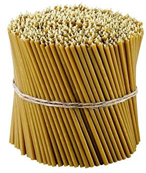 Danilovo Pure Beeswax Candles - Honey-Scented, Decorative Thin Taper Candles - Ideal for Birthday Decoration or Church Prayers - Drip Free, Tall & Smokeless Pack of 50 pcs, 6.3 x 0.2 inch