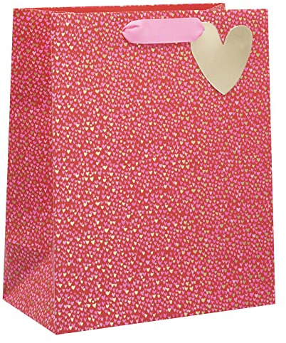 Glick Rote Herzen Geschenktüte Valentinstag, große rote Herzen Geschenktüte, One I Love Geschenktüte, Valentinstag oder Geburtstag Geschenktüte, PS Herzen Tasche für Geschenke, 1 Stück - Rot, Rosa,