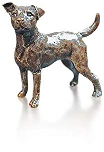 2071 Jack Russell Butler and Peach Solid Bronze Miniature Figure - 3 x 3.5 x 1.5 cm