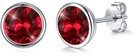 Josfeva Ohrstecker Silber 925, 8mm Blau Grün Rosa Schwarz Aurore Boreale Lila Rot Weiß Winzige Runde Damen Ohrstecker, Klein Sleeper Cluster mit Kristall, Ohrschmuck mit Geschenkbox