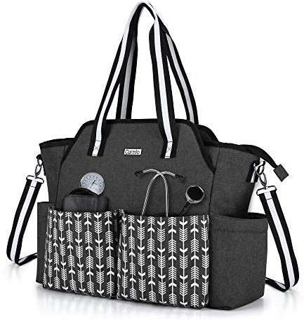 CURMIO Medizintasche für Krankenschwester, Erste Hilfe Tasche, Aufbewahrungstasche für Hausarzt, Medizinstudent, Physiotherapeuten, Ärzte, Altenpfleger (OHNE MEDIZINISCHES INSTRUMENT), Schwarz