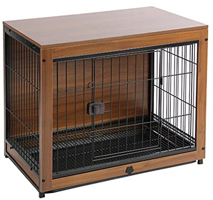 Hundekäfig Indoor Shiba Inu Teddy House Indoor Katzenkäfig Kaninchenkäfig Haustierhaus Mit Riemenscheibe Kleiner Haustierzaun (Color : Brown, Size : 61x46x60cm)