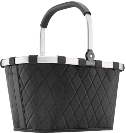 reisenthel carrybag rhombus black– Stabiler Einkaufskorb mit viel Stauraum und praktischer Innentasche – Elegantes und wasserabweisendes Design