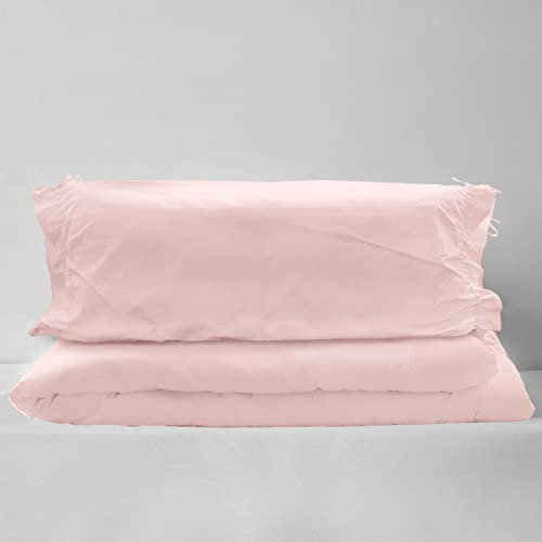 Pizuna Funda Nordica Cama 180- Juego de Funda Edredon 270x250 con 2 Funda Almohada Cilindrica, 400 Hilos Tejido Satinado de Lujo 100% algodón de Fibra Larga de (Rosa Claro)