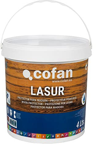 Cofan Impregnante protettivo all’acqua per legno | Color teak con finiture opache | Latta da 4 litri