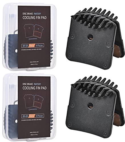 Inkesky BR-08 Disc Brake Pads Compatible with Shimano H03C / Sur-Ron/Segway X160 X260 / Talaria Sting MX3 MX4- Metal with Cooling Fin for 4-Piston Caliper - 2 Pairs