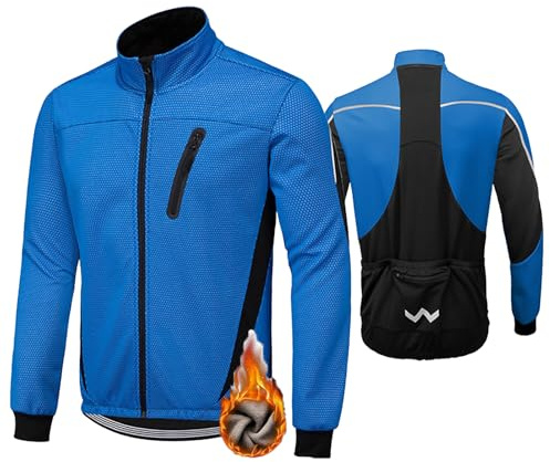 HOMTOL Uomo Giacca da ciclismo Fodera in pile polare Impermeabile Giacca termica invernale da ciclismo Antivento Giacca in pile Traspirante per ciclismo MTB Corsa Escursione