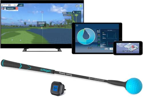 PHIGOLF World Tour Edition, simulatore di golf domestico, accesso a oltre 38.000 campi da golf in tutto il mondo. Include un bastone oscillante compatto ponderato, sensore di oscillazione a 9 assi,