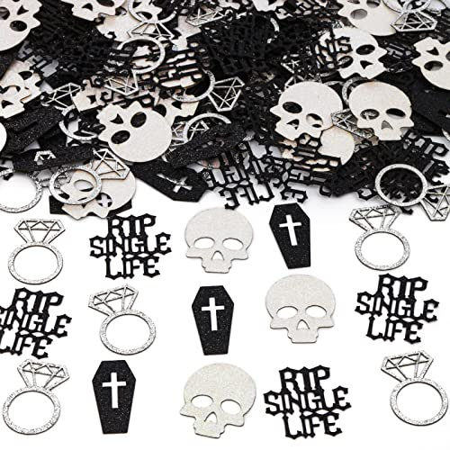 Sursurprise Gothic Bachelorette Party Decorations, Rip Single Life Confetti Glitter for Table Skull Coffin Paper Scatter for Bridal Shower Engagement Wedding Hen Party Supplies