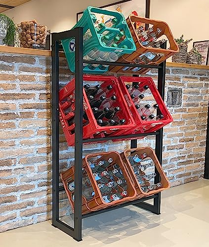 QUICK STAR Getränkekistenregal 71x30x140cm für 6 Kästen Getränkekistenhalter Standregal