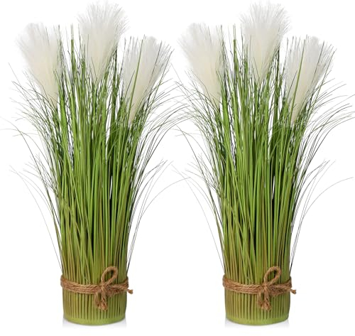 Oairse 2 piante artificiali di erba della pampa artificiale, piante finte, cipolla verde, decorativa, autoportante, per casa, ufficio, hotel, feste, matrimoni, decorazioni
