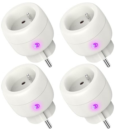 UCOMEN Prise Connectée WIFI,Mesure Consommation Electrique,16A Wattmetre Prise Intelligente Compatibles avec Alexa, Google Home, Smart Life APP,TYPE E Prise,Lot de 4 Prise
