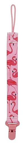 Nuby - Saugerband für Schnüller - Schnüllerkette - Stoff-Pacifinder mit Kunststoffclip und Schnur - Für Babys - Rosa