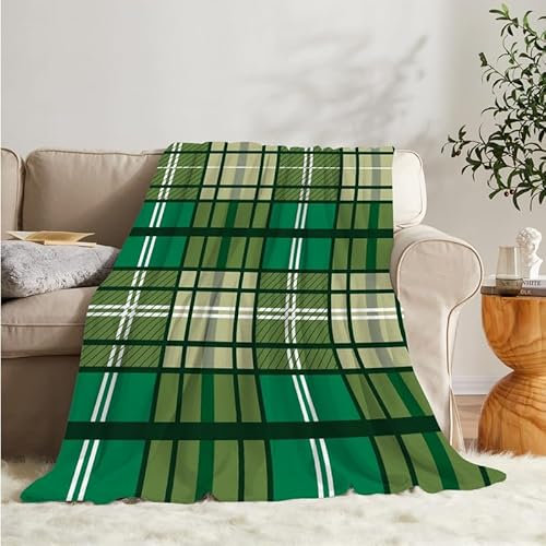 Flanell Fleecedecke Kuscheldecke Schottischer Tartan 160x200 Große, Grün Sofa Decke Weiche mit Motiv, Microfaser Wohndecke Plaid Decke Wohnzimmer Couch