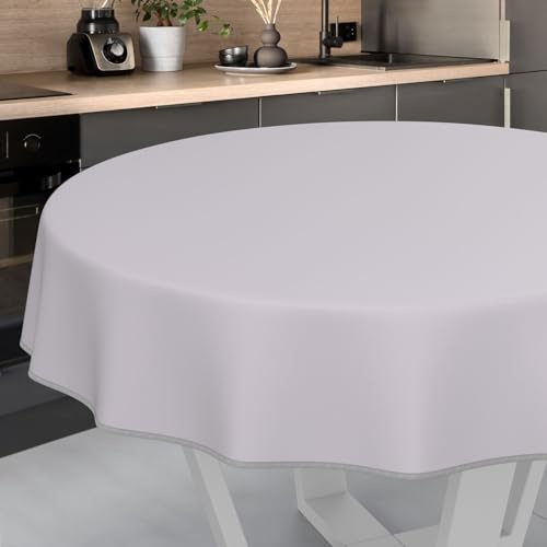ANRO Wachstuch-Tischdecke Tischdecke abwaschbar Wachstuch Garten-Tischdecke Outdoor Indoor Rund 140cm mit Saum Grau Wachstuchtischdecke Wachstischdecke wasserabweisend Gartentischdecke Meterware
