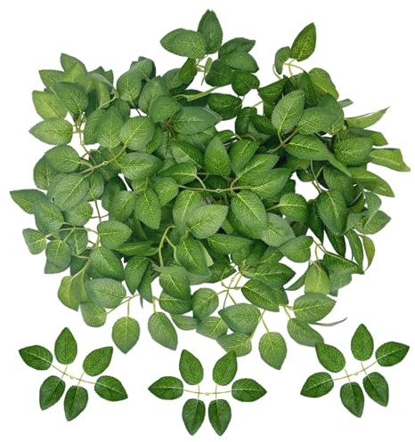 UILYNIU 60 Pack Artificial Green Leaves for Rose, Banquet Table Decoration, Wedding Party, Crafts, Scrapbooking, Floral Arrangements