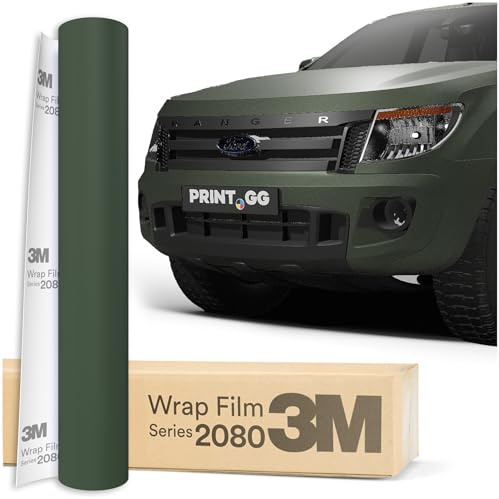 PRINT.GG Auto Folie 3M 2080 Pine Green Metallic Matt M206, 152 x 60 cm | Selbstklebende Car Wrapping Folie | Robuste Lackschutzfolie für Auto, Motorrad, Boot | Autofolie mit Exzellenter Haftung