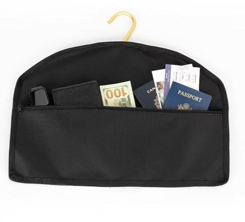 Secret Stash Coat Hanger Safe - Hanger Diversion Safe with Hidden Pocket for Cash Credit Cards & Valuables | Fits Hanging Clothes Secret Safe Home and Travel Money Hide Bag Hiding Documents (1)