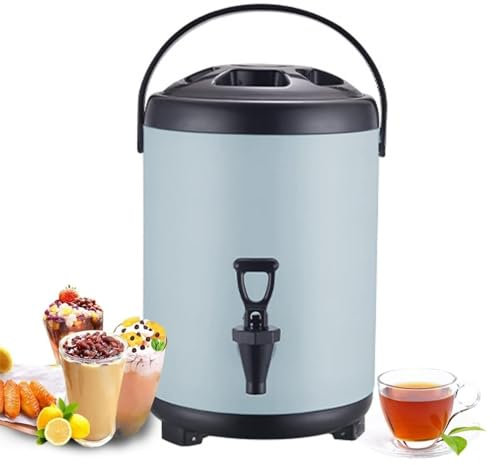 LXWKAI 6L 8L 10L 12L Urnenkessel Heiß- und Kaltwasserspender Edelstahl-Tee-Wärmflasche mit Wasserhahn Tragbarer Griff Große Kapazität Abdichtung für Catering Büro Hotels Party,Blau,8L