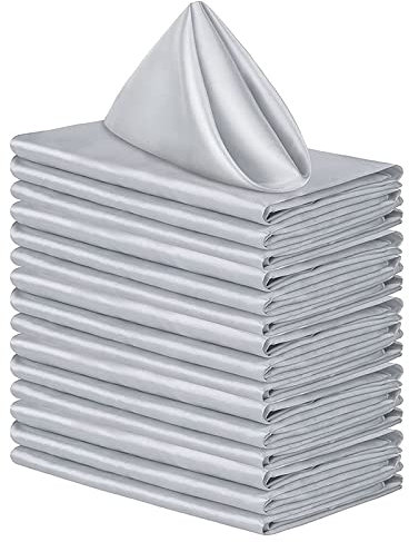Polyester-Servietten, 42 x 40 cm, waschbare Stoffservietten für Restaurant, Hochzeit und Urlaub, 10 Stück, Grau