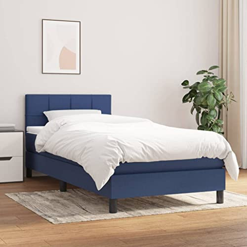 Brokky Boxspringbett mit Matratze Blau 90x200 cm Bett Boxspringbett Bett Mit Matratze Polsterbett Schlafzimmer MöBel Stoff - 3140031