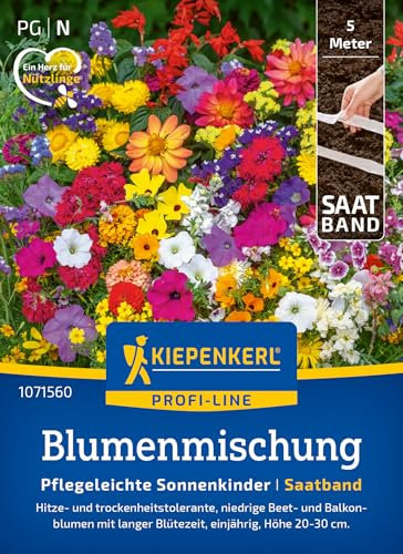 Kiepenkerl Profi-Line Blumensamen-Mischung Pflegeleichte Sonnenkinder, Saatband 1071560 – Saatgut mit Hitze- und trockenheitstoleranten Samenmischung.