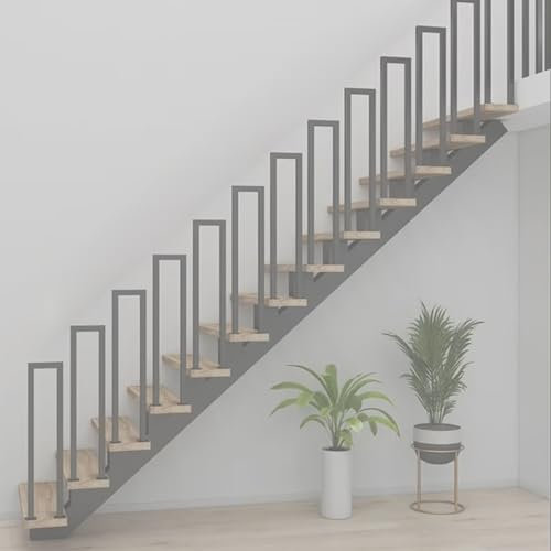 DELONGKE Treppengeländer Innen, U Förmiger Handlauf Geländer Treppe,Handlaufhalter, Stiegengeländer Nordic Modern Handlauf für Villen Balkone Flure Wohnungen (Vertikale Montage (Schwarz), 65CM)