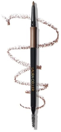 LAURA GELLER NEW YORK INKcredible Waterproof Brow Pencil- Blending Spoolie Brush - Long Lasting Eyebrow Filler (03 Medium Brown)