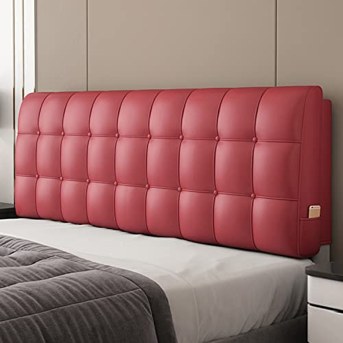 Leder-Polster-Keilkissen mit abnehmbarem Schonbezug, rechteckig, Rückwand, Rückenlehne für Tagesbett, Lendenkissen, 160 cm, Rot