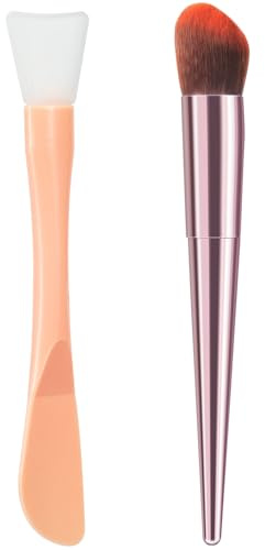 2Pcs Foundation Brush, Premium Angled Makeup Brush Blending for Liquid, Cream, Powder. Dual-Use Silicone Mask Brush, Upgrade Foundation Mask Brush Set. Non-Shedding, Streak-Free, Odorless