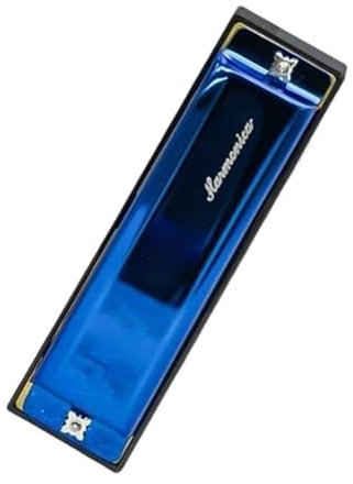 Adult Harmonica 10 Hole Blues Harmonica 20 Note Metal Top Plate Resin Comb Phosphor Bronze Reeds(Blue)