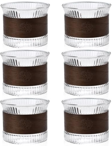 WIYETY Lot de 6 tasses à expresso en verre : petite tasse à thé, verres à dessert à paroi épaisse tasses à cappuccino tasses à café tasses à whisky cadeaux pour les amateurs de café femmes hommes