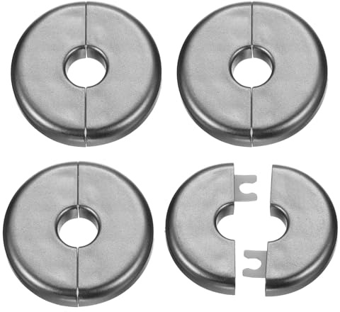 QUARKZMAN 4 Stück Wand-Split-Flansch 11mm/0.4 Selbstklebende hygienisch-Abdeckplatten ABS Kunststoff Runde Zier Bügel-Design Für Wasserrohr Badezimmer Küche Dekoration Grau