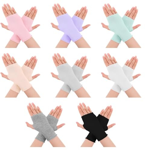 Yolev 8 Paar Sonnenschutz Fingerlose Handschuhe Damen, UV-Schutz Fingerless Gloves für Sommer, Autofahren Outdoor Sportarten, Unisex