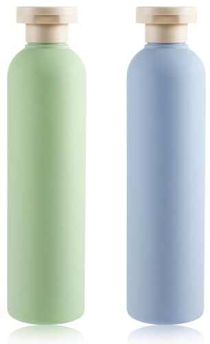 TIESOME 2Pcs 260ml Squeeze Bottles, Refillable Travel Containers | Large Empty Dispensing Bottles with Disc Top Flip Cap Portable Leak Proof Bottle for Shampoo, Creams, Lotion, Conditioner
