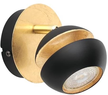 Eglo LED-vägglampa, Nocito, vägglampa, väggspotlight av metall, vardagsrum i svart, guld, halllampa, spotlight inklusive GU10-lampor, varmvit