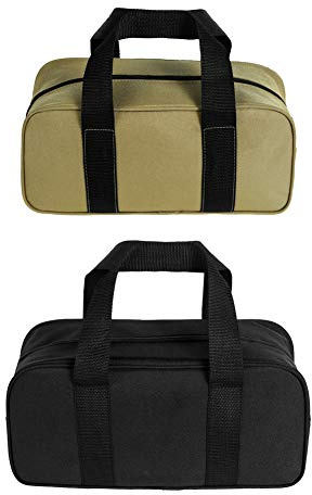Bolsas de herramientas de 2 piezas, organizador de bolsas de herramientas, almacenamiento de boca abierta (A, negro + amarillo)