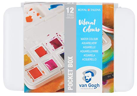 Royal Talens Van Gogh Aquarell-Pocketbox, lebendige Farben, 12 halbe Pfannen