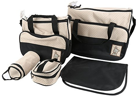 LSFYYDS 5pcs Sacs à Langer Multifonctionnels pour Bébé - Sacs de Voyage Enfant (Noir)