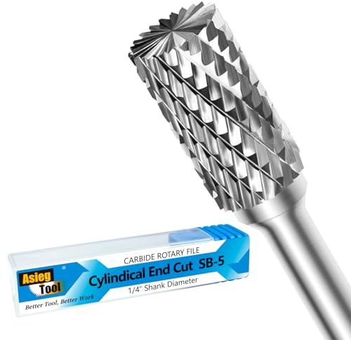 SB-5 Tungsten Carbide Burr Rotary File Cylinder Shape Double Cut with 1/4''Shank for Die Grinder Drill Bit