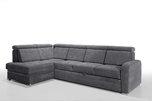 Robin Inspire Glen Ecksofa L-Form Schlafsofa Links Anthrazit | Schlaffunktion, Bettkasten, abnehmbare Rückenkissen, Kopfstützen, freistehende Eckcouch, Wohnlandschaft, Sofa fürs Wohnzimmer