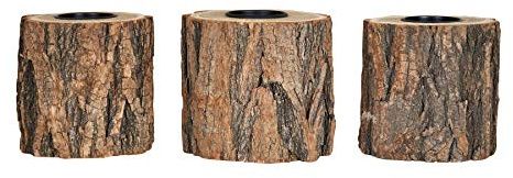 levandeo 3er Set Teelichthalter Holz H10cm Kerzenhalter Kerzenständer Baum Natur Baumstamm Unikat Deko Wohnidee