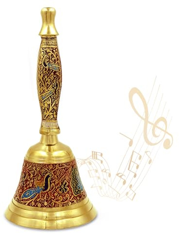 Shubhkart Hand Painted Bell for Wedding Events Decoration, Food Line, Alarm, Jingles, Ringing, Service Bell (Red)