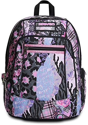 Seven Rucksack Advanced, Backpack für Schule, Uni & Freizeit, Geräumige Schultasche für Teenager, Mädchen, Jungen, Gepolsterter Schulranzen;pink,violett,schwarz, mit Laptopfach und Trinkflaschenfach