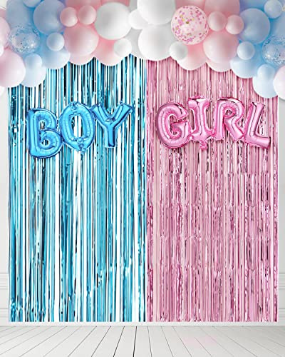 Gender Reveal Party Decoration, BLOOMWIN Boy or Girl Revelación de Sexo Bebe Globos Pastel Fiesta Decoraciones Pack, Kit Decoracion Baby Shower Niña o Niño Mixta