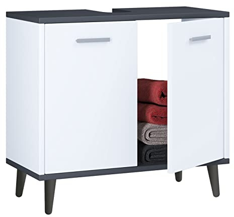 VCM Waschbeckenunterschrank 60x28x56 cm 2 Türen 1 Fach | Praktische Aufbewahrung unter dem Waschbecken - Badezimmer oder Gäste-WC - für jeden Haushalt - Holzwerkstoff