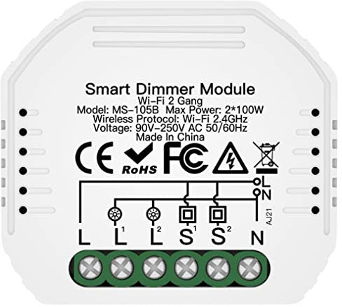 Modulo Dimmer Intensità Wifi intelligente 2 Interruttori Wifi incorporato Modulo Smart Life/Tuya APP