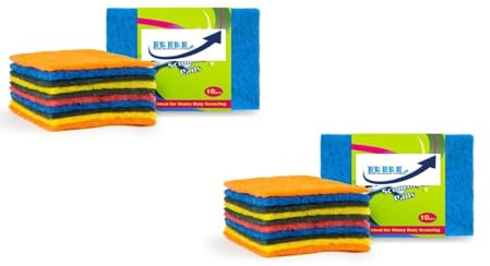Scouring Pads, for Household Washing Up & Multipurpose Cleaning Sponges for Extreme Cleaning (20 Pcs Scouring Pads)