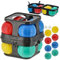 Boule Set 10tlg | Kunststoff Wasser bunt | 8 Kugeln Ø7cm 2 Kugeln Ø3cm | Afbewahrungshalter